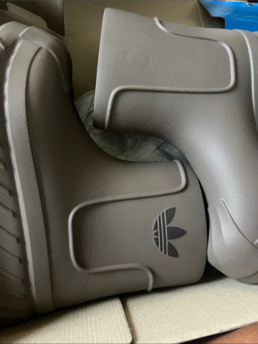adidas Brown Sculpted Block Heel Rain Boots with Trefoil Logo